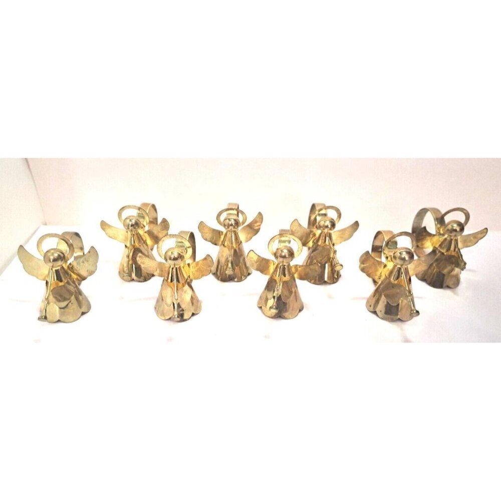 Unbranded Angels Set of 8 Napkin Rings Halos Trumpets Holiday Christmas